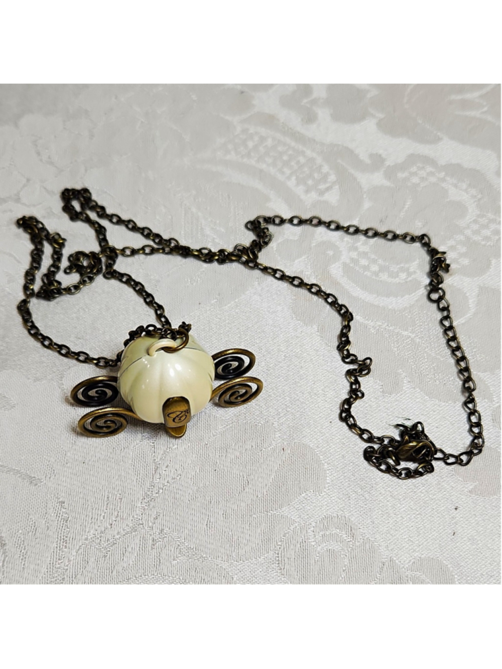 Disney Cinderella Coach Pumpkin Carriage Pendant Necklace - 33"